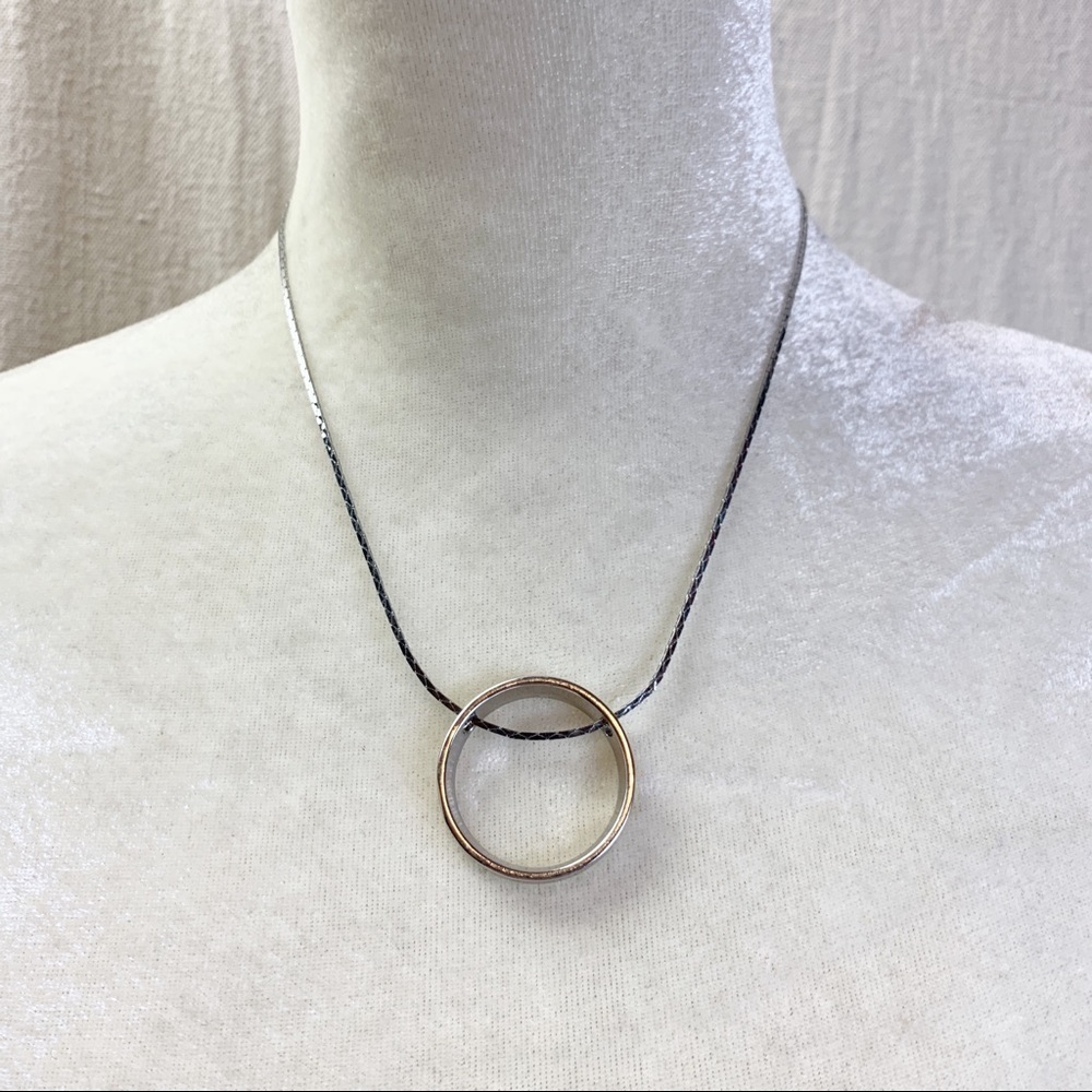 Express silver tone Circle pendant Necklace